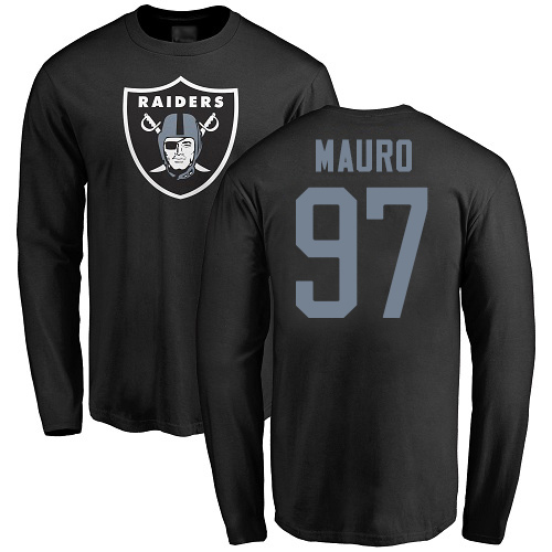Men Oakland Raiders Olive Josh Mauro Name and Number Logo NFL Football #97 Long Sleeve T Shirt